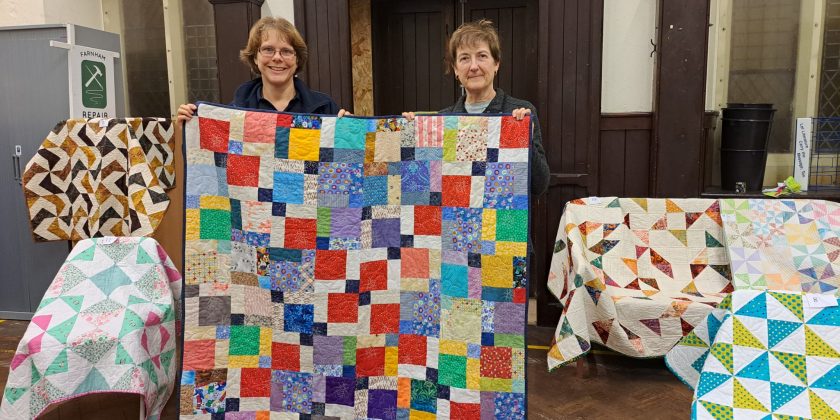 Deborah and Ann collect from Farnham Quilters